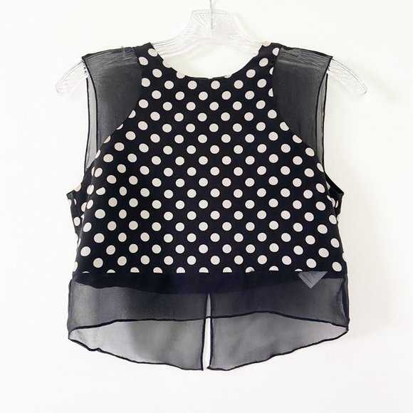 Elizabeth and James Tops - Elizabeth & James Silk Enno B&W Polka Dot Crop Top